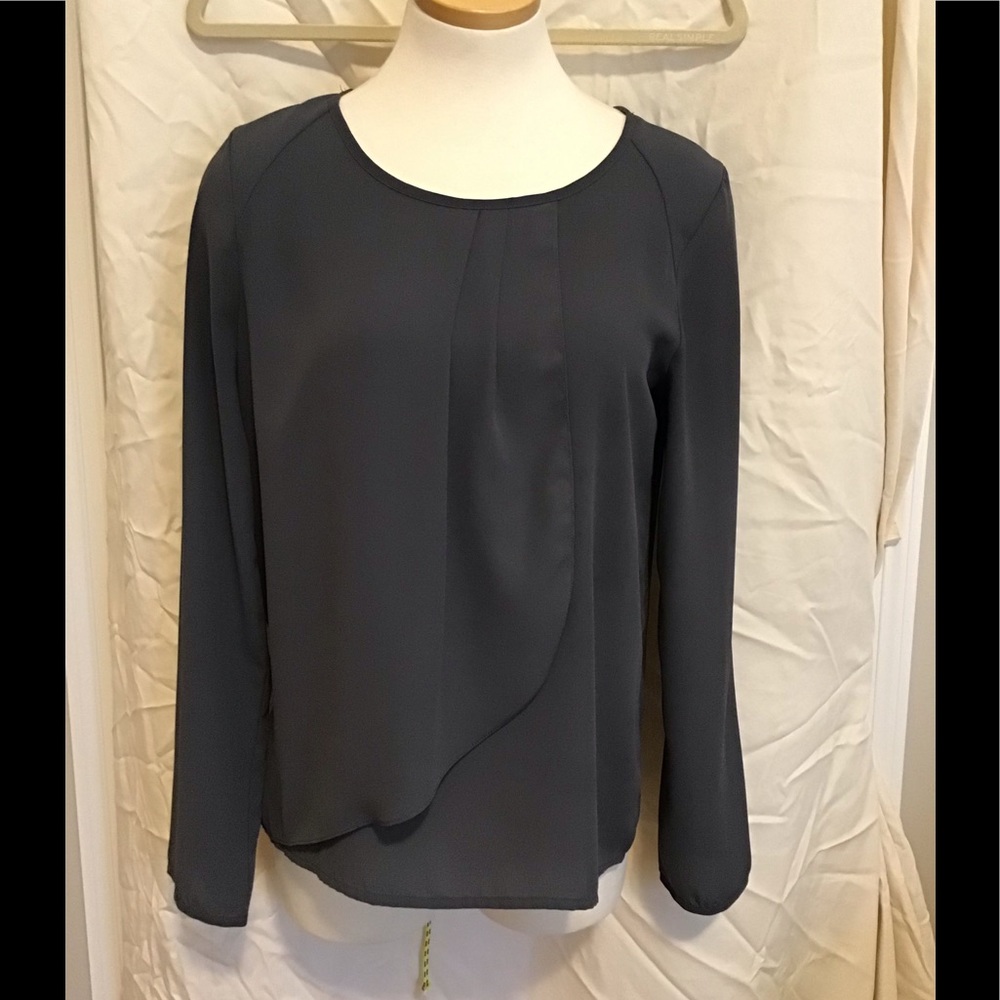 Grey Long Sleeve Career Blouse